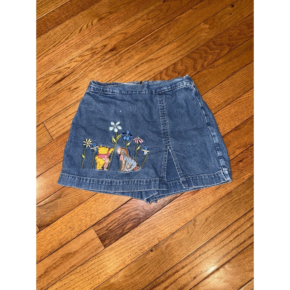 Vintage Disney Catalog Winnie the Pooh Embroidered Denim Skort - Girls 6/6X Y2K